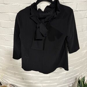 Pomander Place Black Tie-Neck Blouse